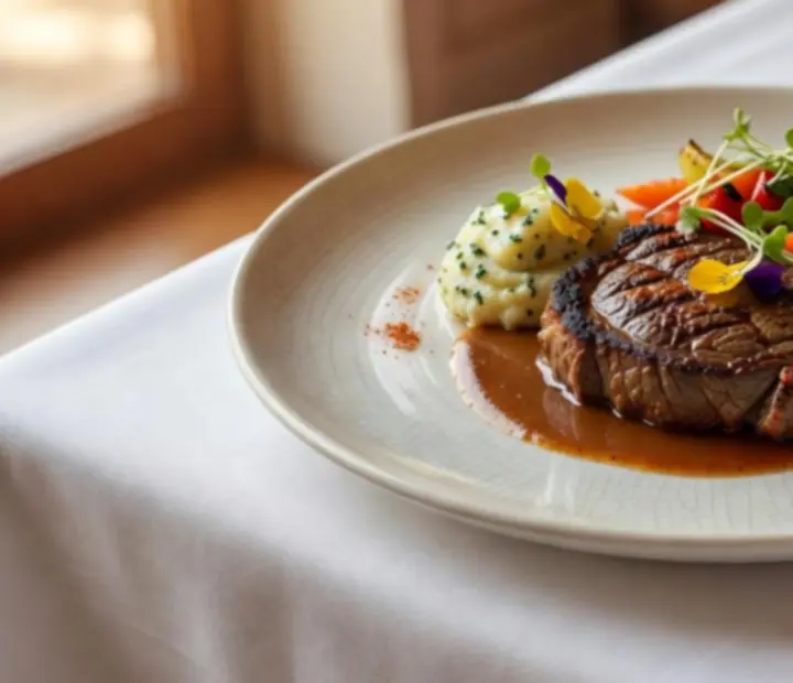 Szaftos steak és magyar főétel modern tálalásban a Savor Hungaryben